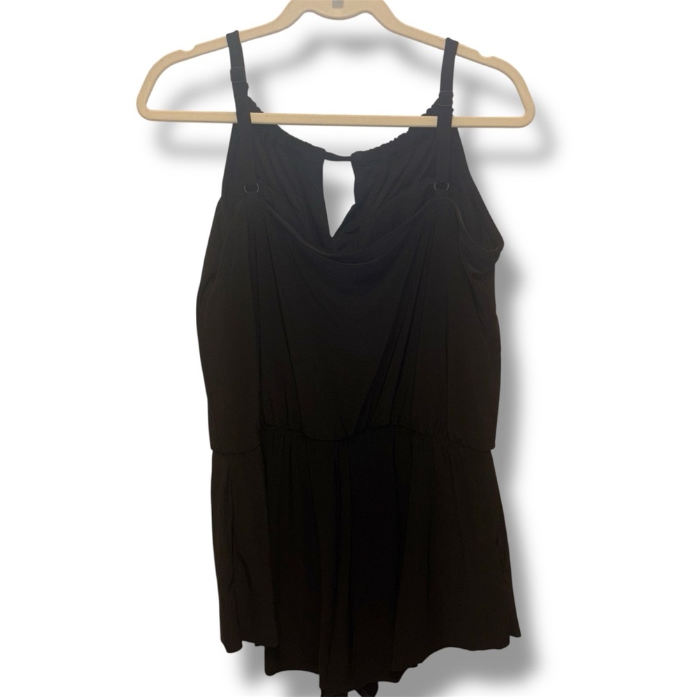 Aqua Green Black Swim Romper